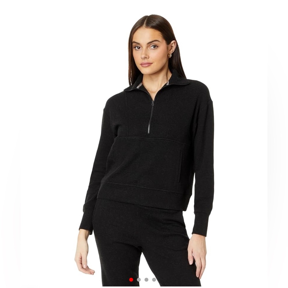 Faherty Legend Lounge Half Zip Sweatshirt Women's Heathered Black Twill